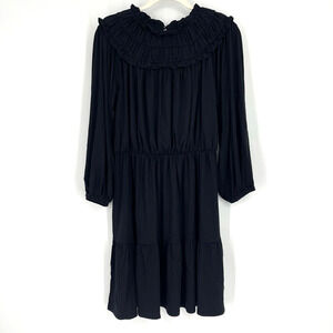 Ann Taylor Ruffle Boho Dress Black Small NWT Stretch Flowy
